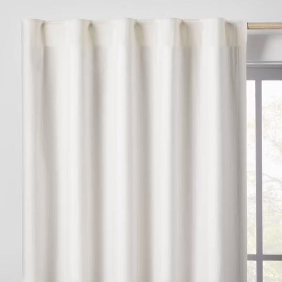Pillowfort Chambray Cotton Kids' Blackout 42x63 Rod Pocket Curtain Panel Cream* - Picture 1 of 8